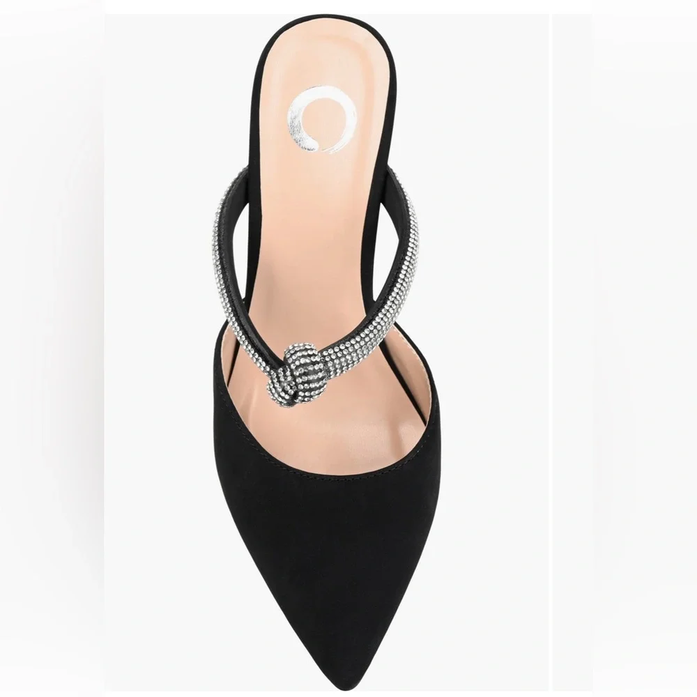 Never worn! 5.5 Black, rhinestones, Journee Collection, Lunna Mule Pump - Picture 4 of 16